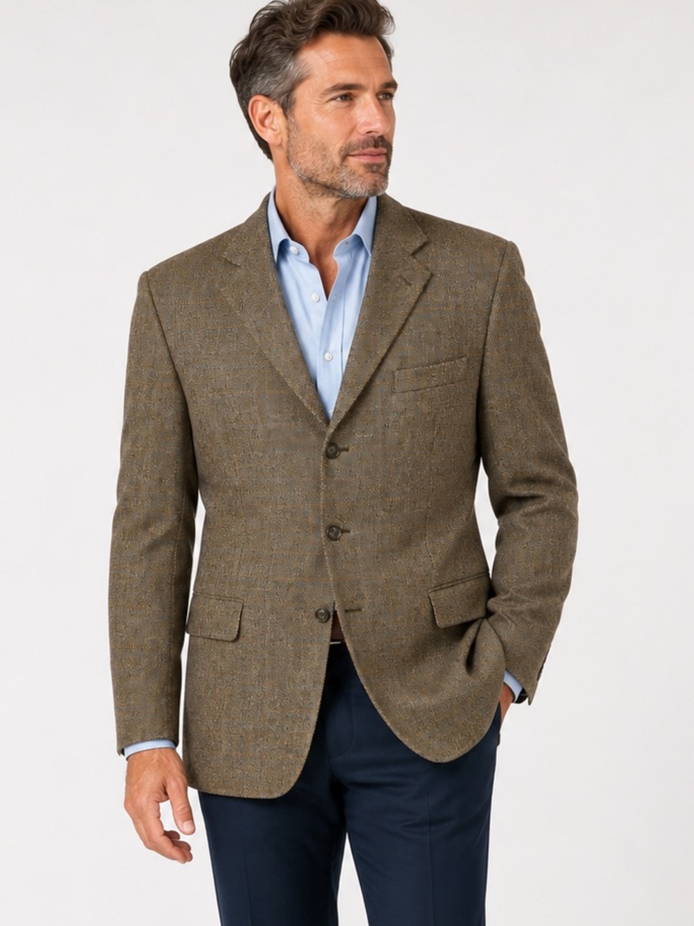 Roberto Villini Collezione 100% Lambswool Sport Coat Blazer Brown Tweed Size 50R